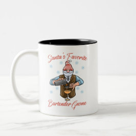 Santa's Favorite Bartender Gnome Två-Tonad Mugg
