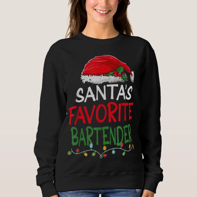 Santa's Favorite Bartender jul Jultomten t T Shirt (Framsida)