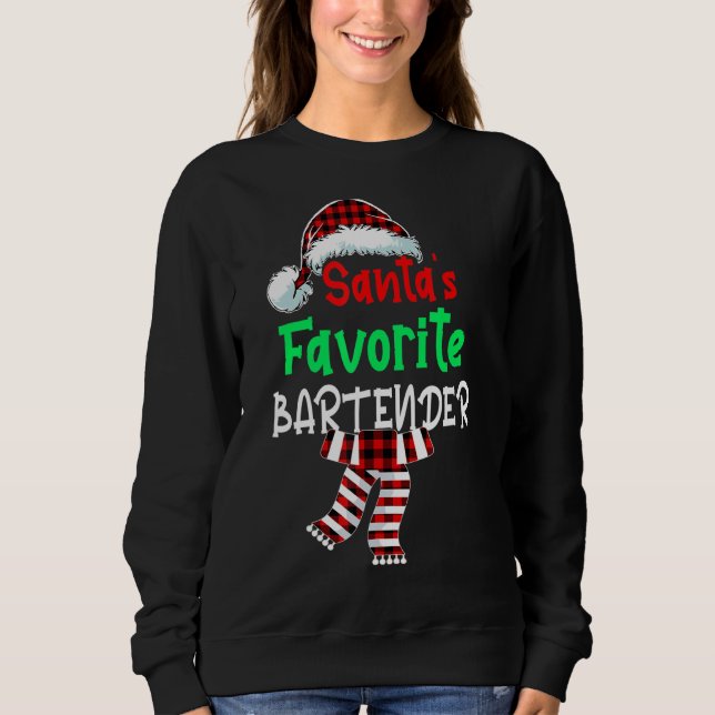 Santa's Favorite Bartender jultomten Red Pla T Shirt (Framsida)