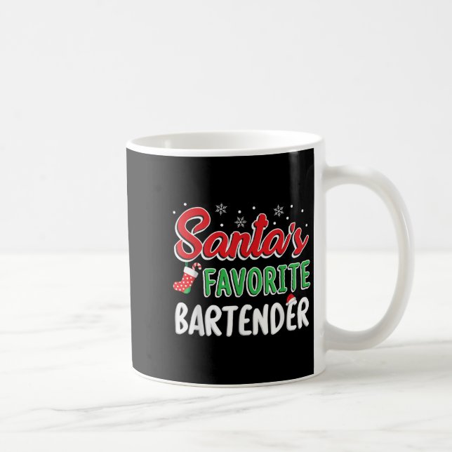 Santa's Favorite Bartender T Shirt Cute Xmas Party Kaffemugg (Höger)