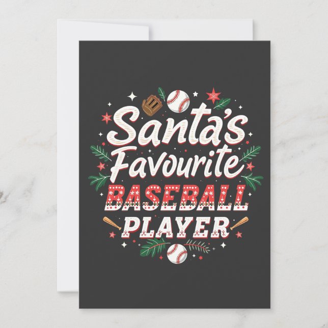 Santa's Favorite Baseball Player Julgran Inbjudningar (Framsida)