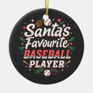 Santa's Favorite Baseball Player Julgran Julgransprydnad Keramik