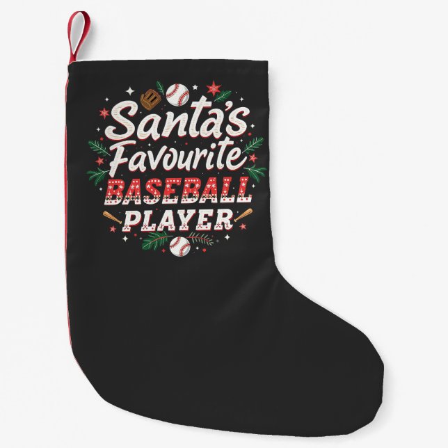 Santa's Favorite Baseball Player Julgran Liten Julstrumpa (Framsidan)