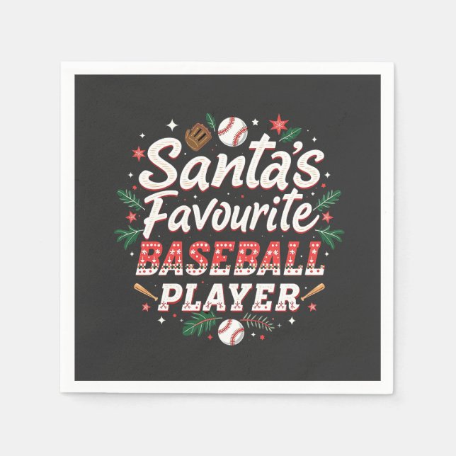 Santa's Favorite Baseball Player Julgran Pappersservett (Framsidan)