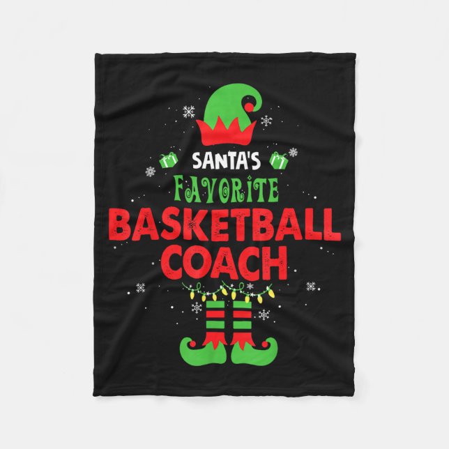 Santa's Favorite Basketball Coach Funny Elf Family Fleecefilt (Framsidan)