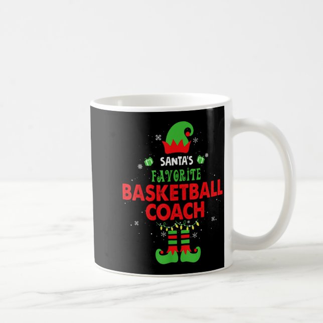 Santa's Favorite Basketball Coach Funny Elf Family Kaffemugg (Höger)