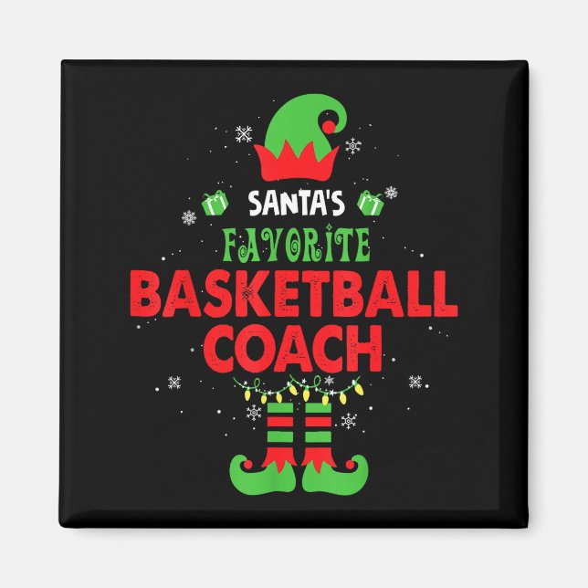 Santa's Favorite Basketball Coach Funny Elf Family Magnet (Framsidan)