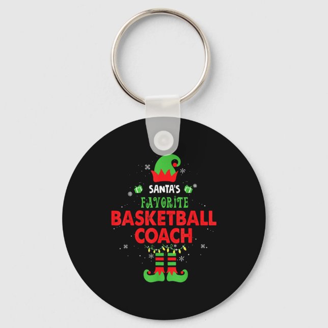 Santa's Favorite Basketball Coach Funny Elf Family Nyckelring (Framsida)