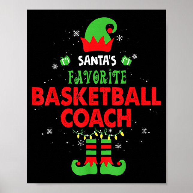 Santa's Favorite Basketball Coach Funny Elf Family Poster (Framsidan)