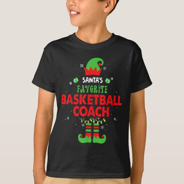Santa's Favorite Basketball Coach Funny Elf Family T Shirt (Framsida)