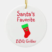 Santa's Favorite BBQ Griller Ceramic Ornament