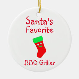 Santa's Favorite BBQ Griller Ceramic Ornament