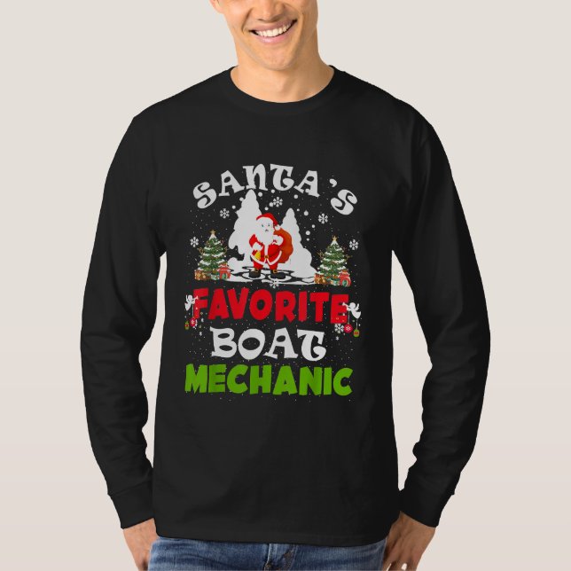Santas Favorite Boat Mechanic Christmas Vacation T Shirt (Framsida)