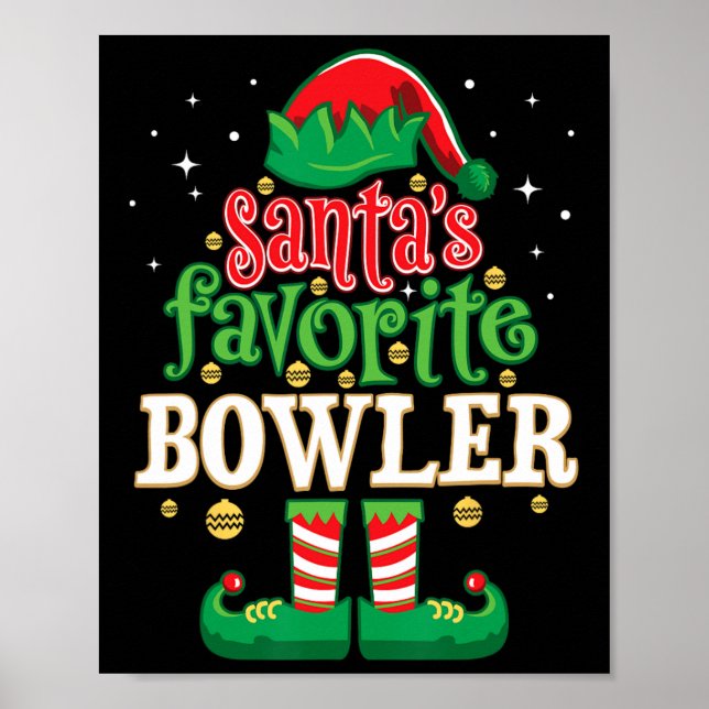 Santa's Favorite Bowlareare Julmatchning Bowling Poster (Framsidan)