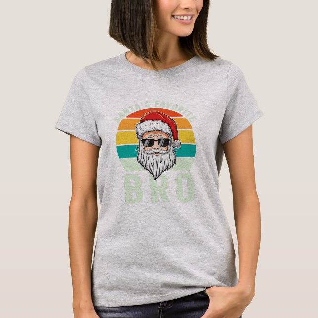 Santa's Favorite Bro Brother Boys Funny Christmas T Shirt (Framsida)
