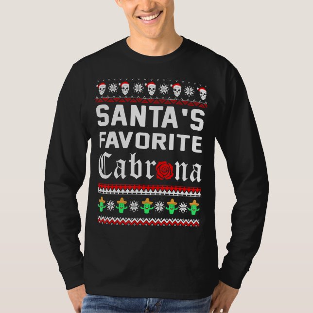 Santas Favorite Cabrona Mexiko Cactus Skull Ugly C T Shirt (Framsida)