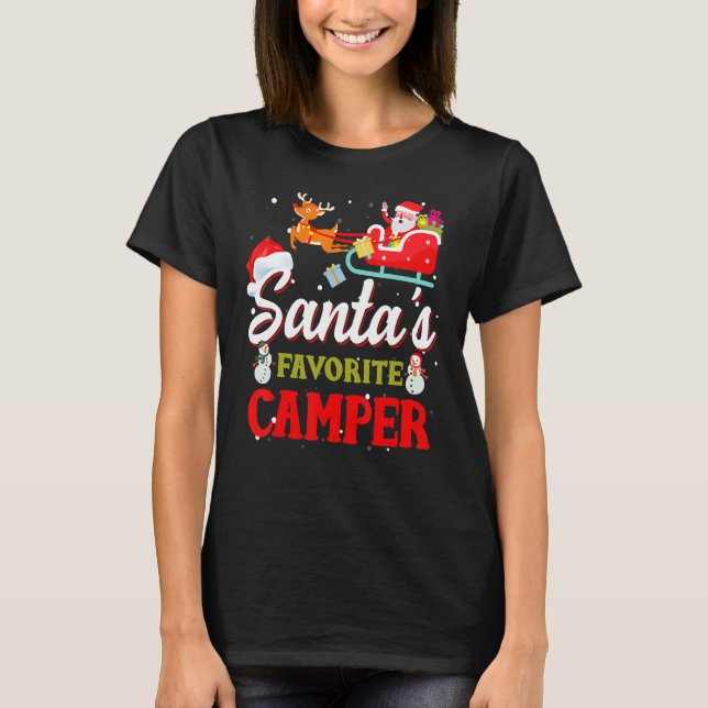 Santa's Favorite Camper jul Pajamas T Shirt (Framsida)