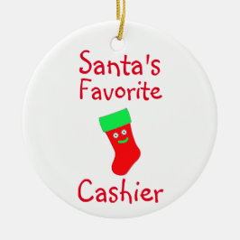 Santa's Favorite Cashier Ceramic Ornament