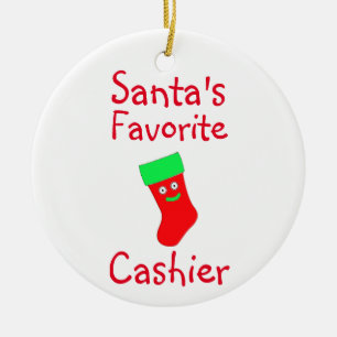 Santa's Favorite Cashier Ceramic Ornament
