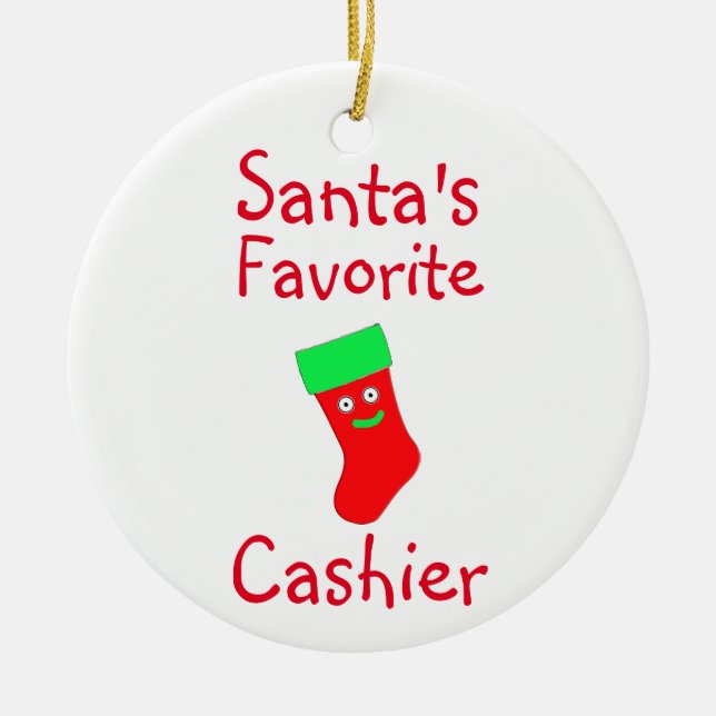 Santa's Favorite Cashier Ceramic Ornament (Framsidan)