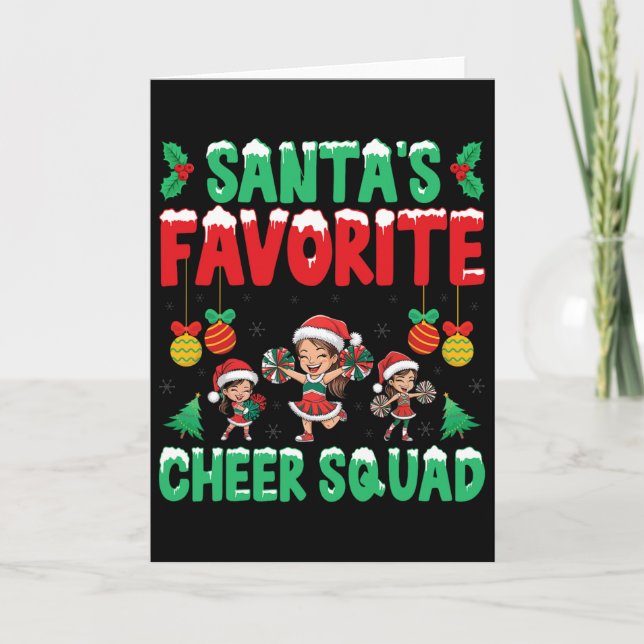 Santa's Favorite Cheer Squad Cheerleading Christma Kort (Framsida)