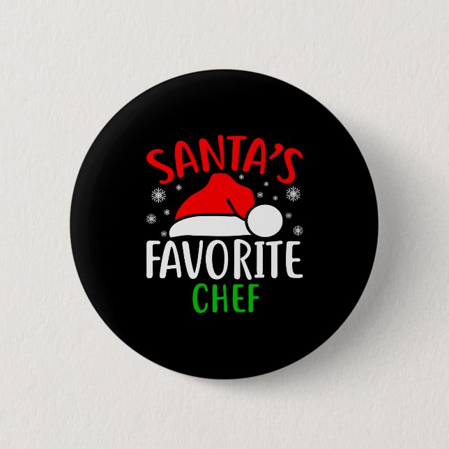 Santas Favorite Chef Funny Christmas Xmas Santa Lo Knapp (Framsida)