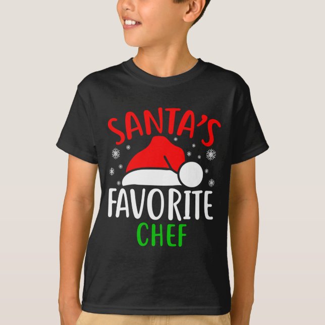 Santas Favorite Chef Funny Christmas Xmas Santa Lo T Shirt (Framsida)