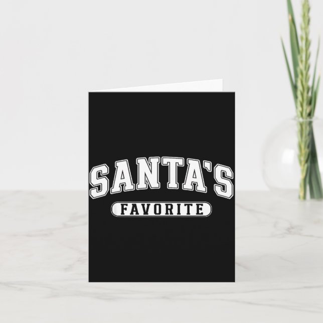 Santa's Favorite Christmas Varsity Text Family Xma Kort (Framsida)