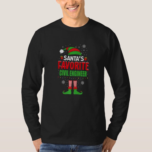 Santa's Favorite Civil Engineer Elf Christmas   T Shirt (Framsida)