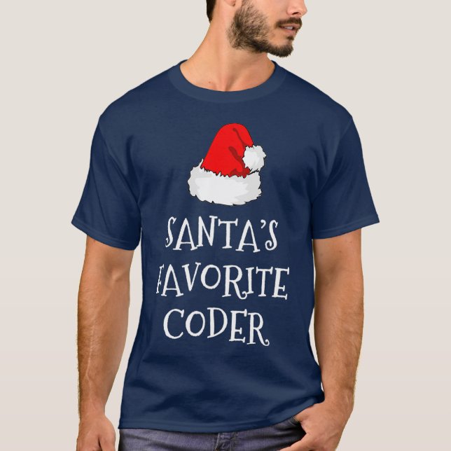 Santas Favorite Coder Gift-julkodning T Shirt (Framsida)