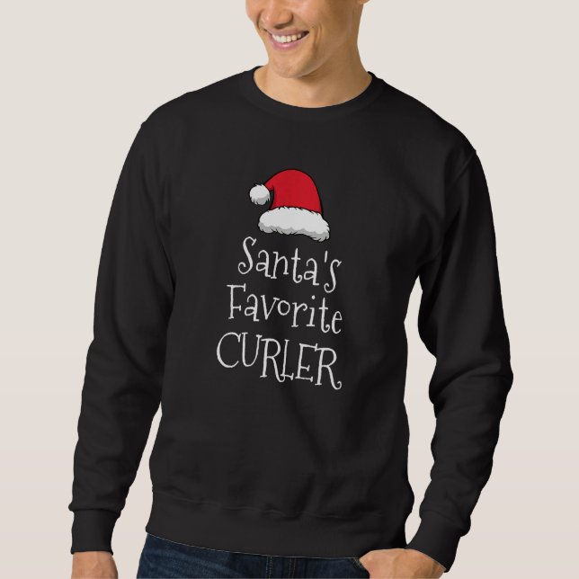Santas Favorite Curler  Christmas  Curling Lång Ärmad Tröja (Framsida)