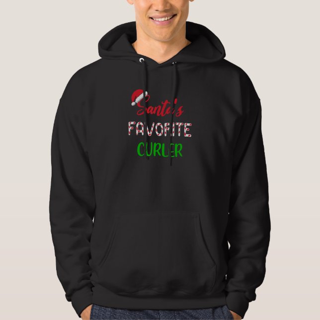 Santas Favorite Curler   Funny Curling Christmas Hoodie (Framsida)