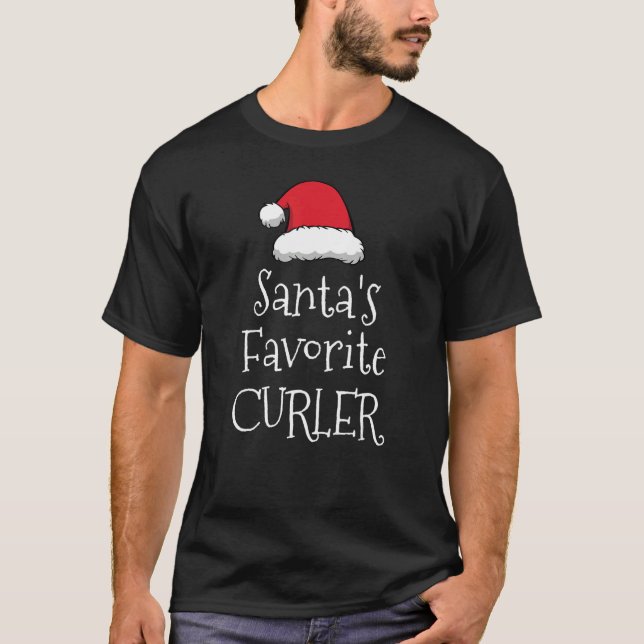 Santas Favorite Curler jul Curling T Shirt (Framsida)