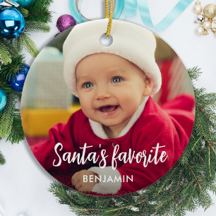 Santa's Favorite Cute Baby Photo-jul Julgransprydnad Keramik
