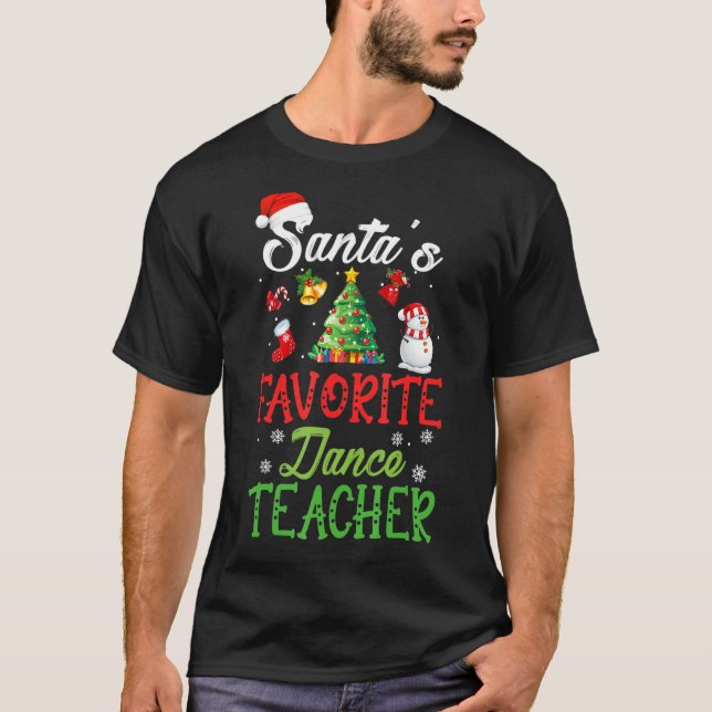 Santas Favorite Dance Teacher Funny Julgran T Shirt (Framsida)