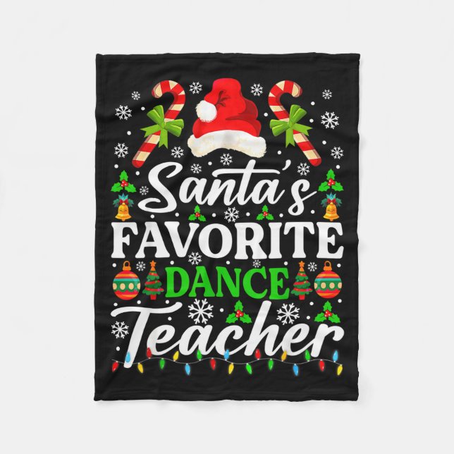 Santa's Favorite Dance Teacher Shirt Funny Christm Fleecefilt (Framsidan)
