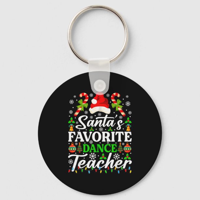 Santa's Favorite Dance Teacher Shirt Funny Christm Nyckelring (Framsida)