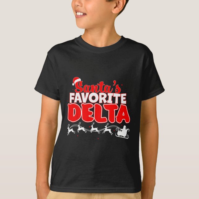 Santa's Favorite Delta jul Sorority Julafton Whi T Shirt (Framsida)