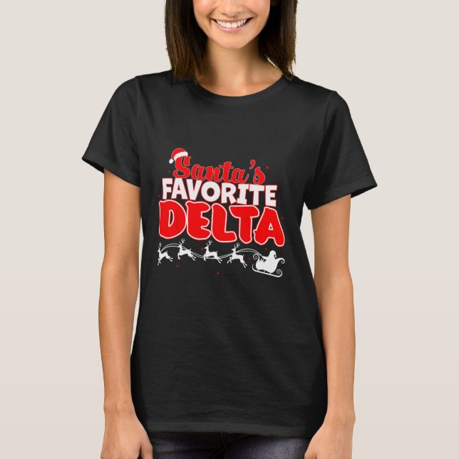 Santa's Favorite Delta jul Sorority Julafton Whi T Shirt (Framsida)