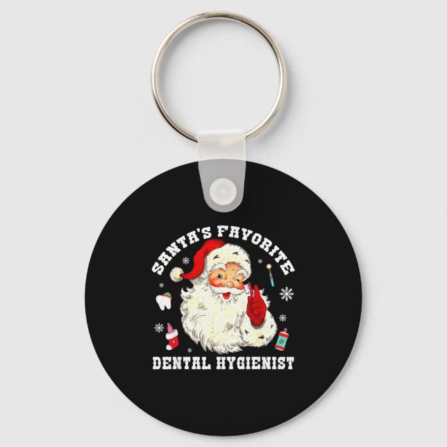 Santas Favorite Dental Hygienist Christmas Funny G Nyckelring (Framsida)