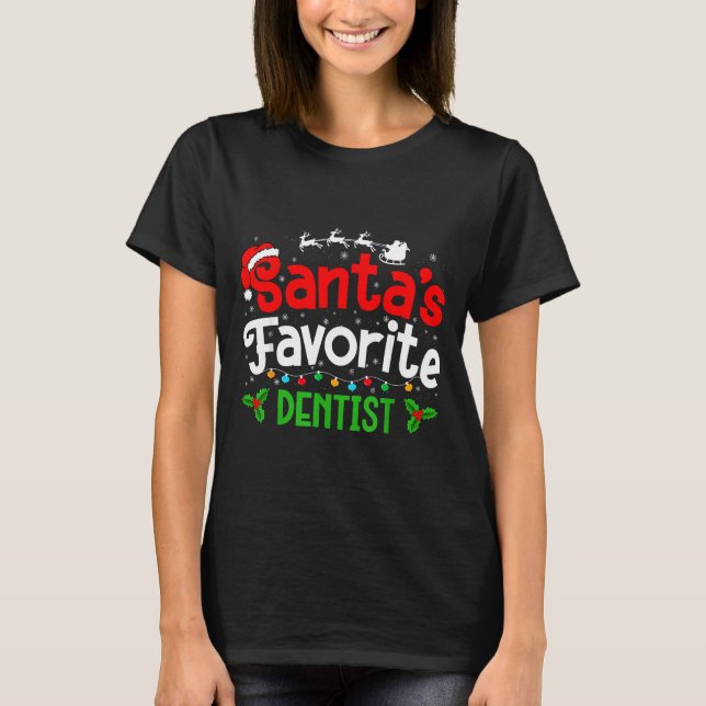 Santa's Favorite Dentist Christmas Party  T Shirt (Framsida)