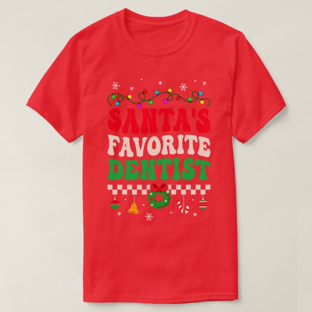 Santas Favorite Dentist Retro jul T Shirt (Design framsida)