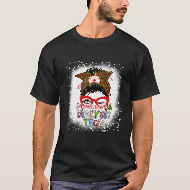 Santa's Favorite Dialysis Tech Christmas Pajama Li T Shirt (Framsida)