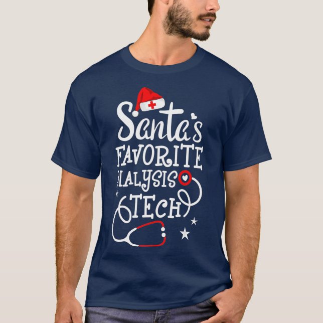 Santas Favorite Dialysis Tech Juldialys T Shirt (Framsida)