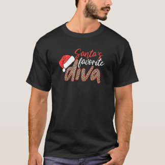 Santa's Favorite Diva Leopard jul God jul T Shirt