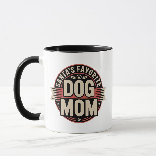 Santa's Favorite Dog Mom Badge Mugg (Vänster)