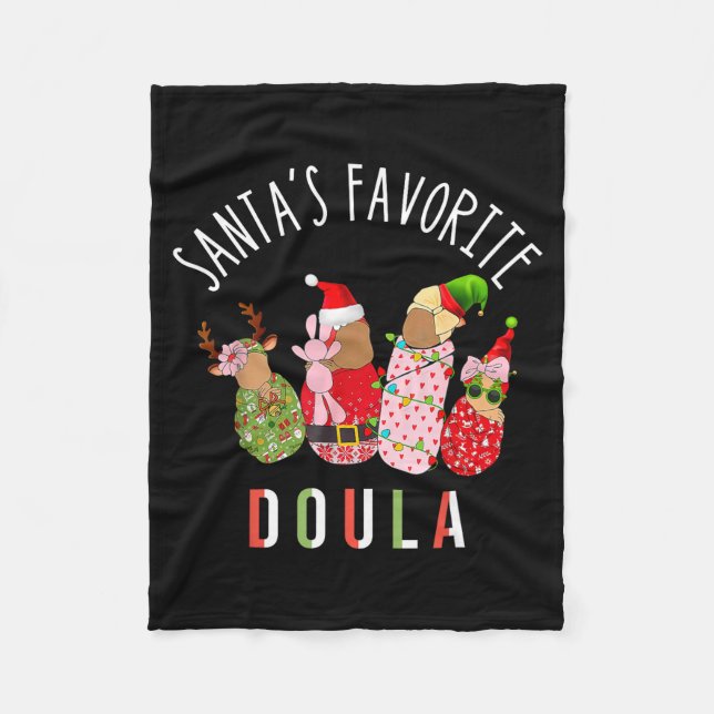 Santa's Favorite Doula Nurse Christmas Stpartum Mi Fleecefilt (Framsidan)