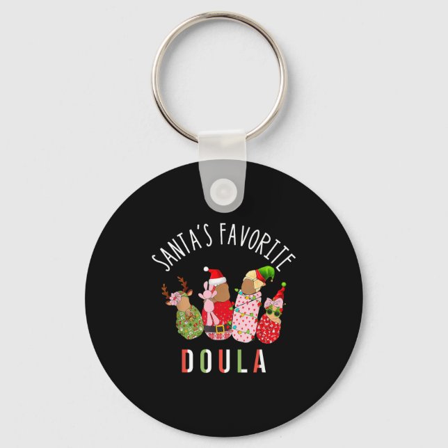 Santa's Favorite Doula Nurse Christmas Stpartum Mi Nyckelring (Framsida)