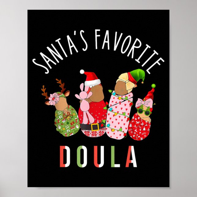 Santa's Favorite Doula Nurse Christmas Stpartum Mi Poster (Framsidan)