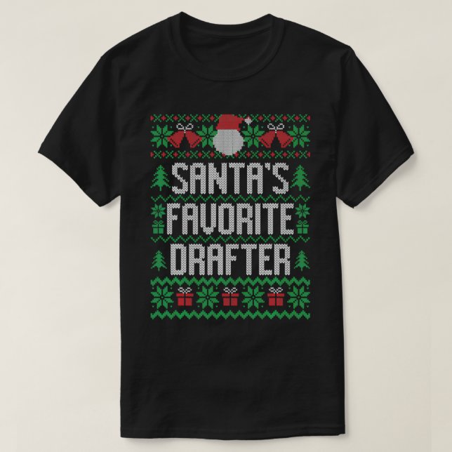 Santa's Favorite Drafter, Funny Knitted Christmas  T Shirt (Design framsida)